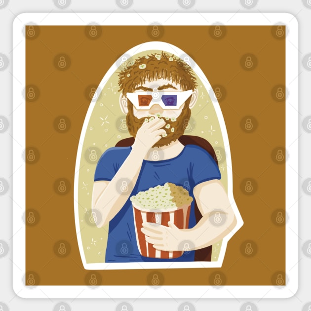 Movie man eating popcorn Magnet by Xatutik-Art